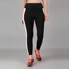 Polyester Sports Leggings for Women (Black & White, S)