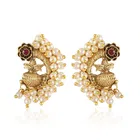 Brass Pearl Studs Earrings for Women 