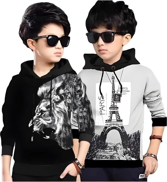 Cotton Blend Hoodies  for Boys (Multicolor, 13-14 Years) (Pack of 2)
