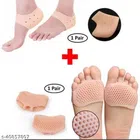 Silicone Gel Heel Socks with Forefoot Cushion Pads for Unisex (Beige, Set of 2)