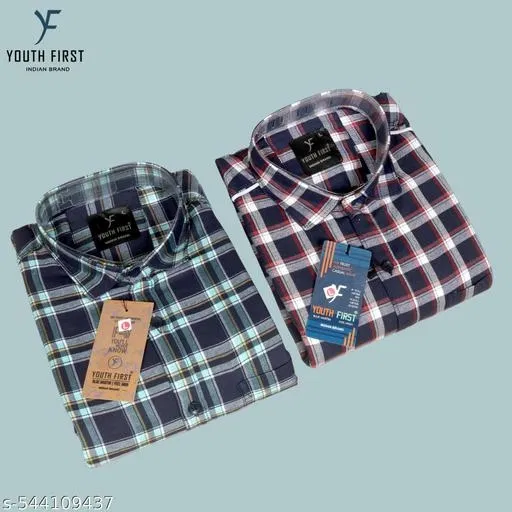Cotton Blend Checked Shirts for Men, Multicolor (XL)
