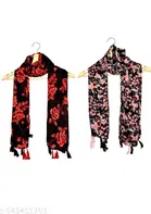 Poly Chiffon Scarves for Women, Multicolor, Pack of 2