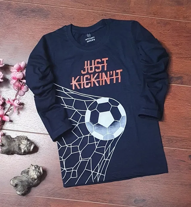 Full Sleeve Round Neck T-Shirt for Boys (Navy Blue, 9-10 Years)