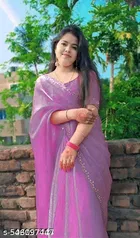 Jimmy Choo Embellished Saree For Women, Pink
