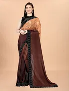 Chinon Solid Saree for Women 
