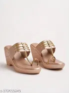[136] Gold Textured Wedge Wedges for Women 