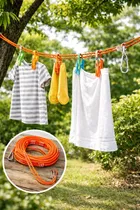 Portable Nylon Rope Clothesline 15 Meter Orange