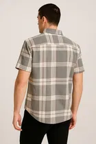 Cotton Blend Half Sleeves Chequered Shirt for Men 
