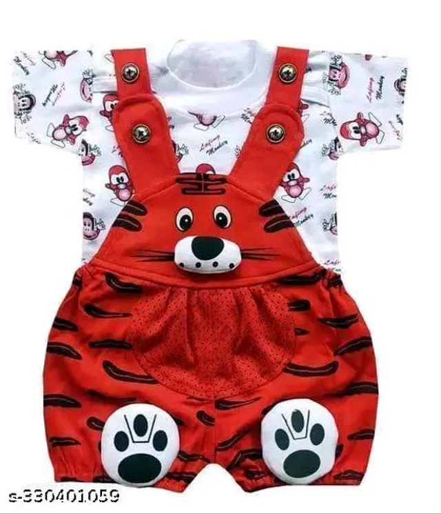 Hosiery Cotton Clothing Set for Boys (Red & White, 0-3 Months)