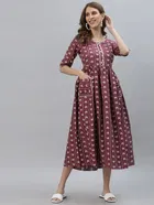 Womens Dobby Cotton Pocket Pleated kurti ( Maroon )  (L)