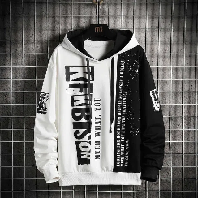 Fleece Printed Hooded Sweatshirt for Men (White, XL)