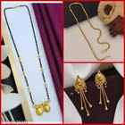 Combo of Alloy Mangalsutra with Chain & 1 Pair Earrings for Women 