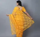 Net Solid Saree for Women 