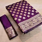Litchi Silk Zari Woven Saree for Women, Purple 