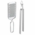 Oc9 Stainless Steel Cheese Grater & Roti Chimta For Kitchen Tool Set