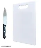 Plastic Chopping Board with Knife (Multicolor, of 1)