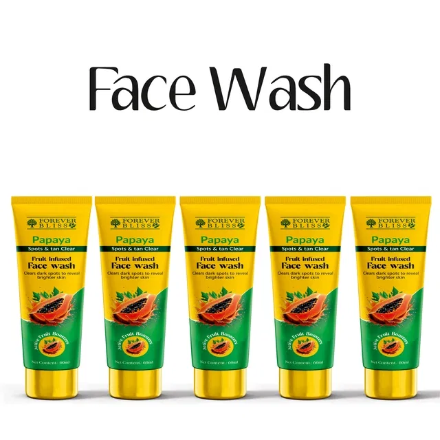 Forever Bliss Papaya Spots & Tan Removal Face Wash (60 ml, Pack of 5)