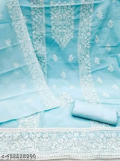 Embroidered Patiala Suits for Women (Blue, Un Stitched)