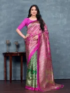 Art Silk Printed Saree for Women, Pink 