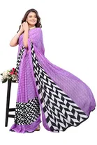 Women Georgette Printed Saree With Unstitched Blouse 