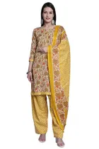 Cotton Blend Printed Salwar Suit for Women 