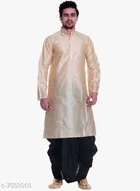 Dupion Silk Solid Kurta with Dhoti for Men 