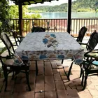 Polyester Printed Table Cloth (Grey, 38x58 inches)