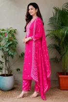 Rayon embroidered A-line Kurta Set for Women 