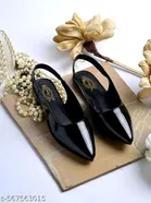 Shoetopia Girls Solid Patent Leather Flat Sandals Black Size 8
