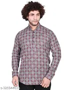 Cotton Blend Printed Short Kurta for Men, Multicolor 