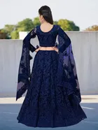 Net Embroidered Semi Stitched Lehenga for Girls 