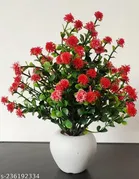 Plastic Artificial Flower With Pot,Multicolour,Set Of 2
