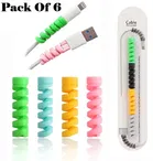 Rubber Spiral 4 Pcs Mobile Cable Protectors (Multicolor, Set of 6)