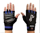 Nylon Sports Gloves (Black & Blue, Set of 1)