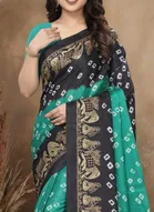 Art Silk Printed Saree for Women, Green 