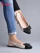 Colorblocked Pointed Toe T- Strap Flats for Women 