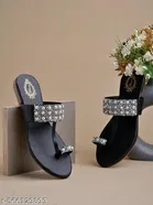Shoetopia Girls Embellished Flat Sandals Black Size 6