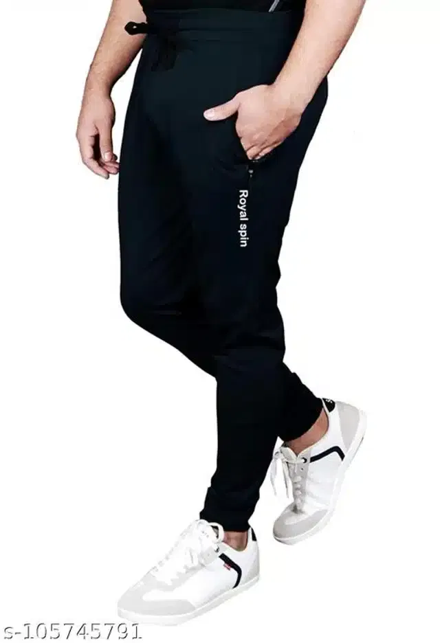 Lycra Track Pant for Men (Black, 32)