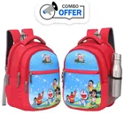 Polyester Cartoon Theme School Bag for Kids (Red, 25 L) (Pack of 2)