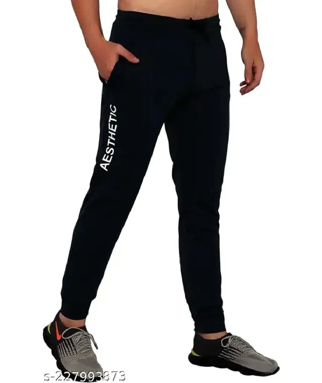 Lycra Track Pant for Men (Black, 34)