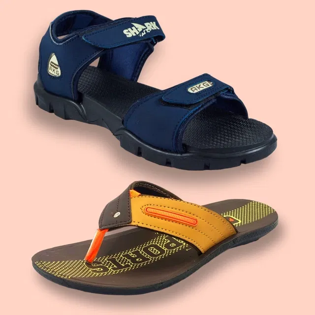 Slipper with Sandals for Men (Multicolor, 6) (Pack of 2)