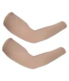 Nylon Arm Sleeves for Men & Women (Beige, Set of 1)
