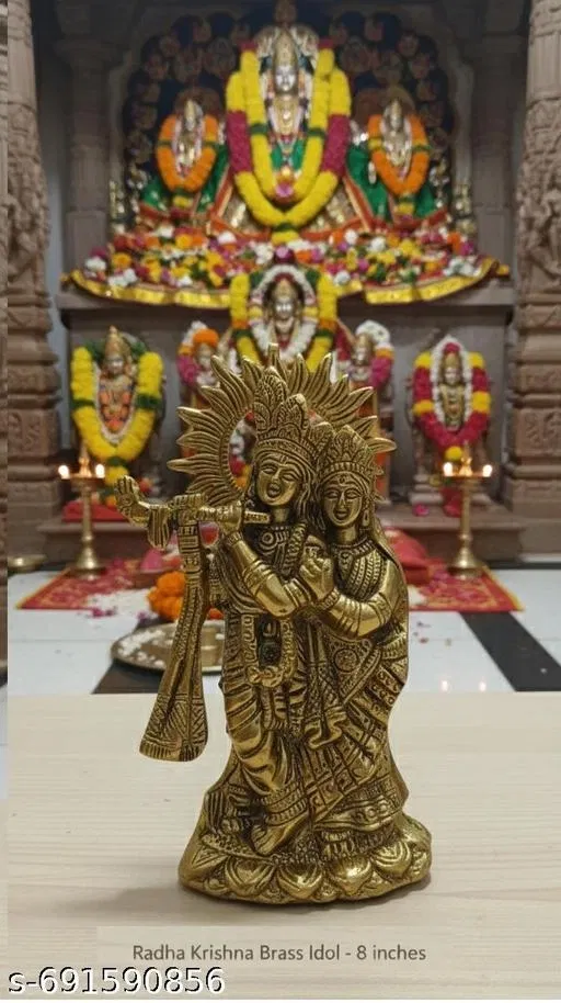 Radha Krishna Statue (Oxide Metal, Multicolor)