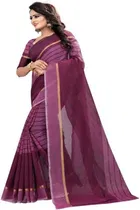 Polycotton Striped Saree for Women 
