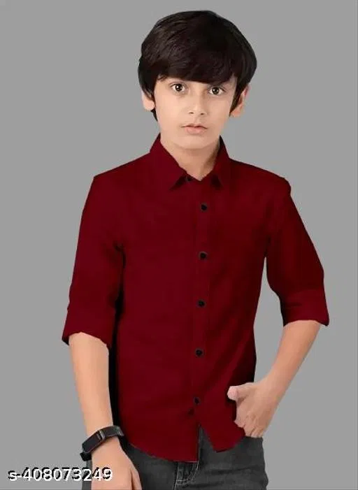 Solid Cotton Blend Polo Shirt for Boys (Maroon, 12-13 Years)
