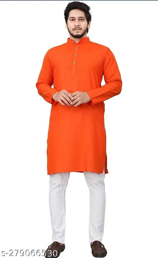 Kurta for Men (Orange, XL)