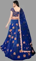 Net Embroidered Semi Stitched Lehenga for Girls 