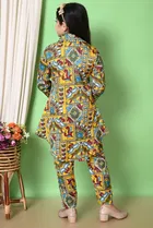 Rayon Printed Kurti with Pyjama for Girls 