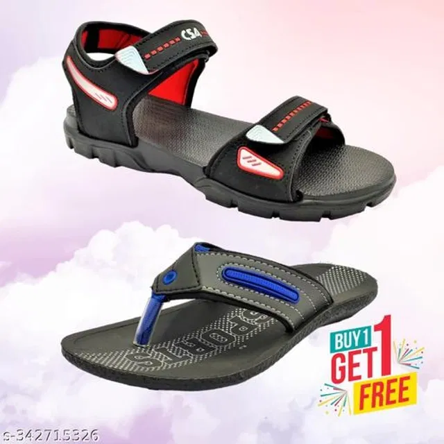 Sandal with Flipflop for Men (Multicolor, 7) (Pack of 2)