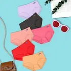 Solid Mid Rise Hipster Cotton Blend Briefs for Women, Pack of 6 